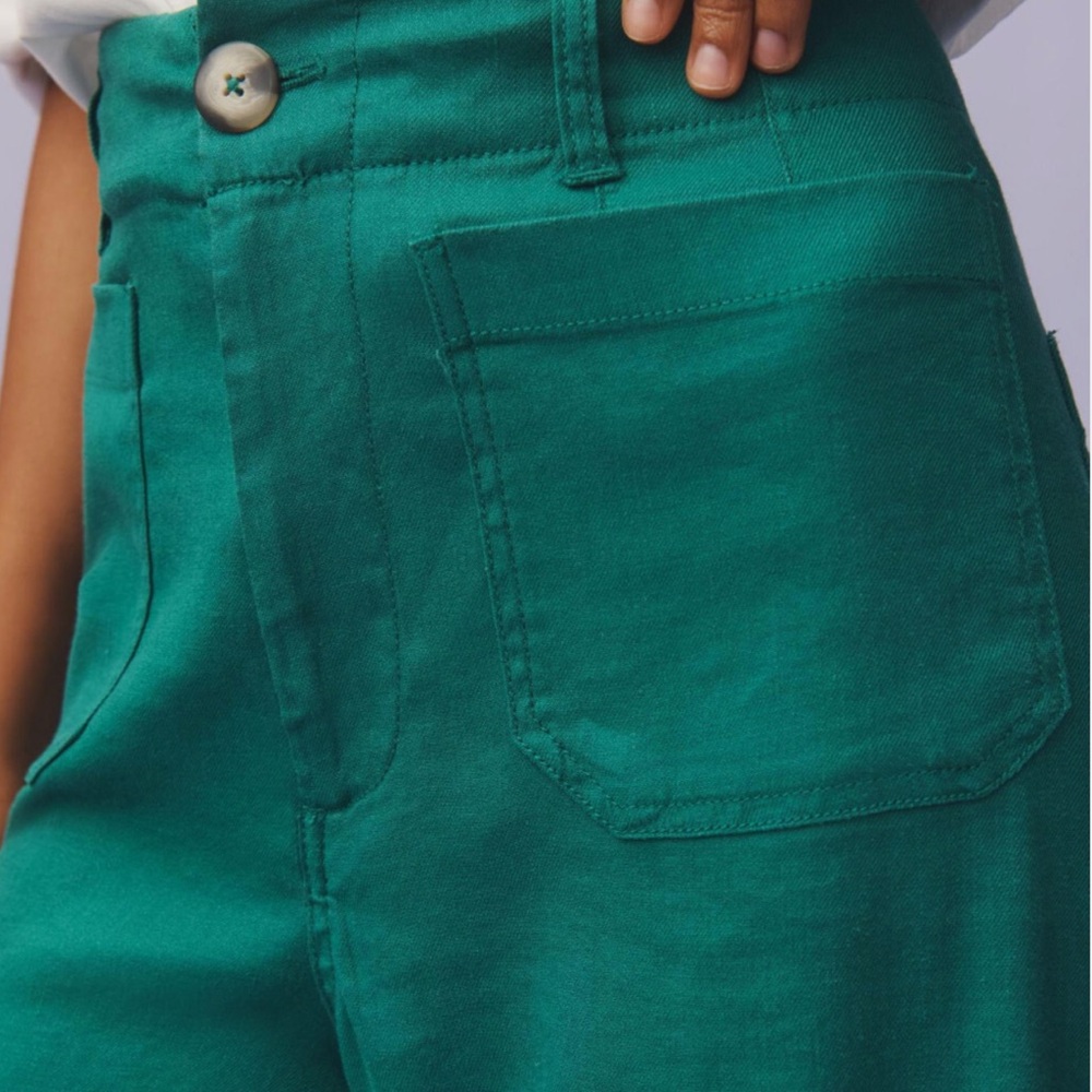 Anthropologie The Colette Linen Blend Crop Wide-Leg Pants by Maeve Size 30 - Picture 3 of 16
